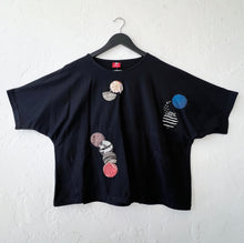 Load image into Gallery viewer, Yaza | Circle Patchwork Jersey Top in Black
