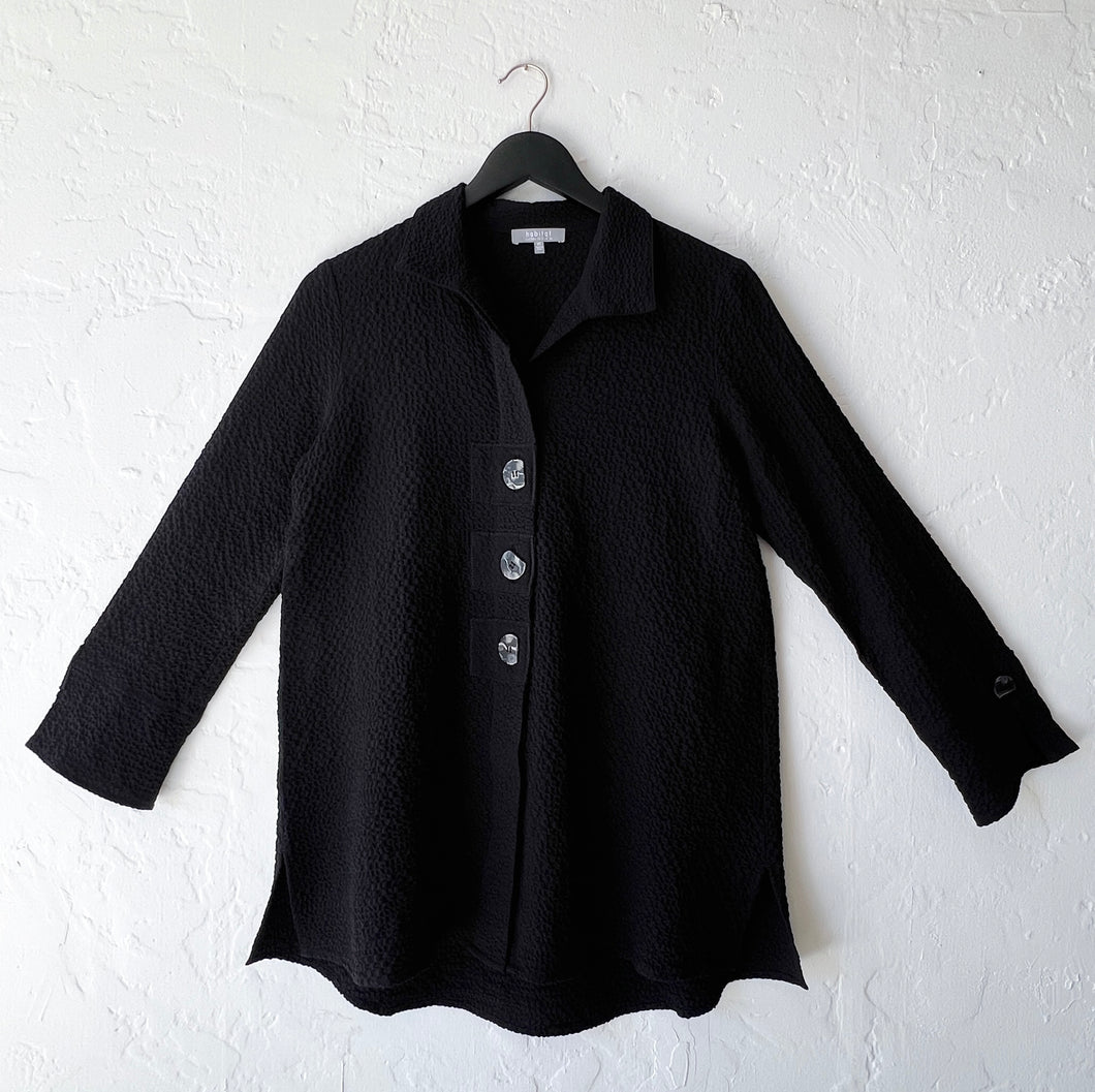 Habitat | Pucker Weave Tunic Shirt in Black
