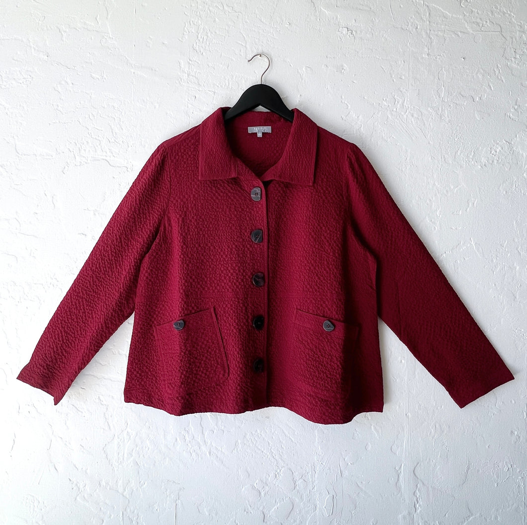 Habitat | Crinkle Crepe Swing Jacket in Wine