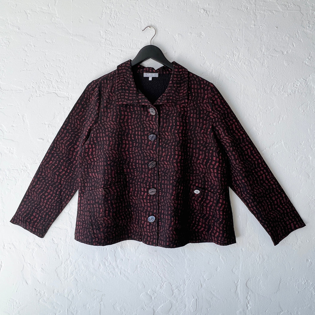 Habitat | Mosaic Crinkle Crepe Swing Jacket in Wine