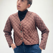 Load image into Gallery viewer, Cut Loose | Quilted Three Button Crop Jacket in Cola
