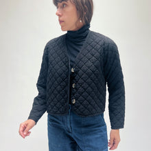 Load image into Gallery viewer, Cut Loose | Quilted Three Button Crop Jacket in Black
