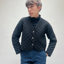 Load image into Gallery viewer, Cut Loose | Quilted Three Button Crop Jacket in Black
