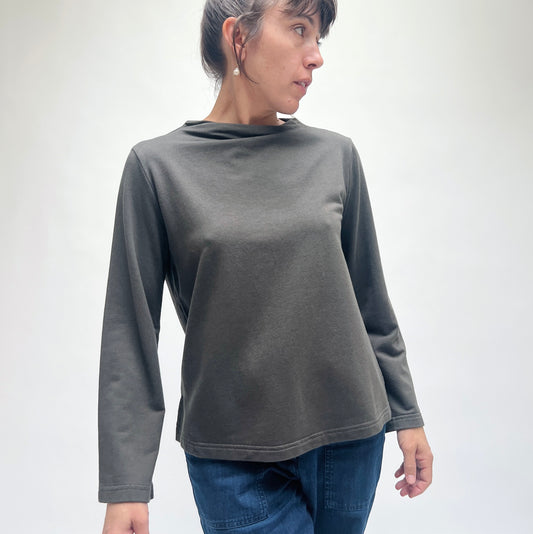 Bryn Walker | Belen Mockneck Shirt in Kelp