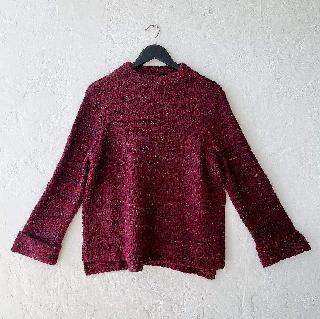 Confetti Funnel Neck Pullover in Wine
