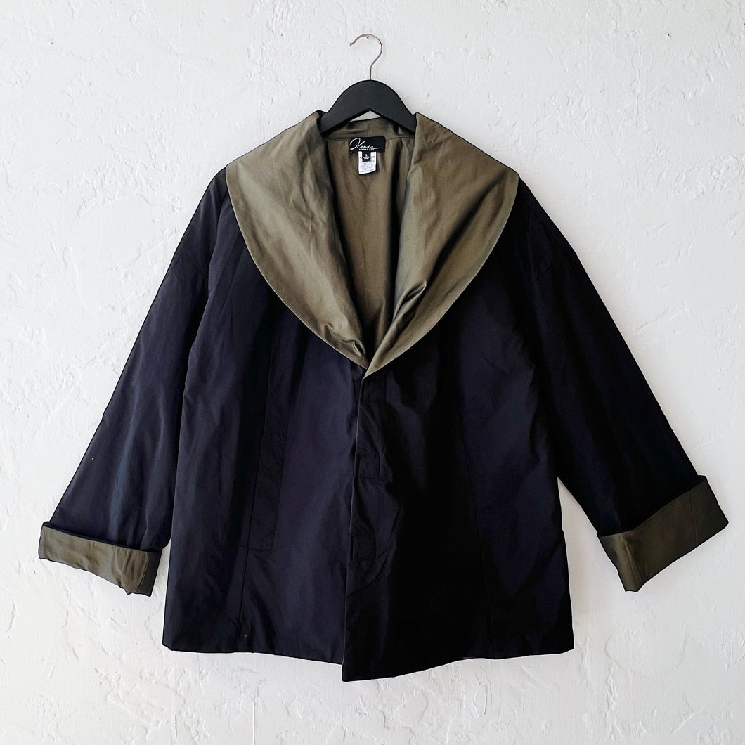 Olivia by Habitat | Two Tone Taffeta Metropolitan Coat in Moss