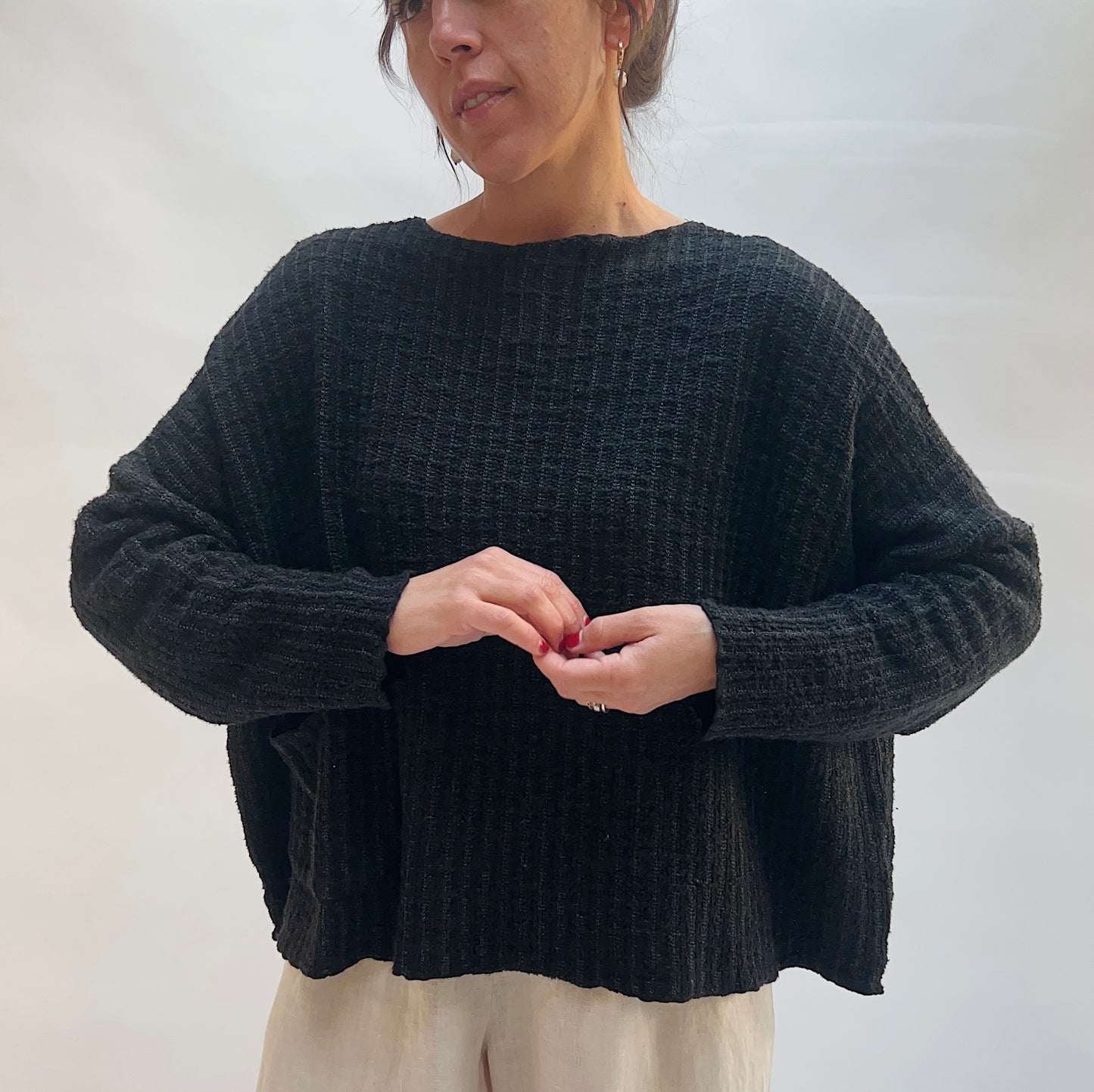 Cut Loose | Knit Pocket Pullover in Black