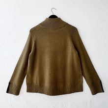 Load image into Gallery viewer, Harvest Tweed Zip Neck Sweater in Avocado

