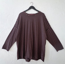 Load image into Gallery viewer, Cut Loose | One Size Oversized Striped Shirt in Cola
