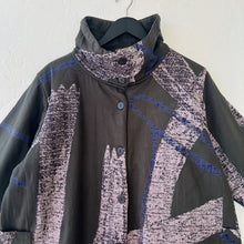 Load image into Gallery viewer, Mona Lisa | Cowl Neck Fleece Lined Jacket in Khaki Abstract Paint Print
