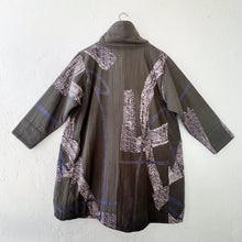 Load image into Gallery viewer, Mona Lisa | Cowl Neck Fleece Lined Jacket in Khaki Abstract Paint Print
