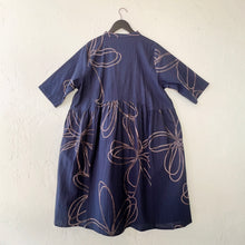 Load image into Gallery viewer, Mona Lisa | Button Front Dress in Dark Blue Pen Flower Print
