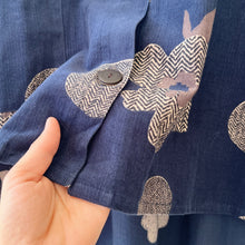 Load image into Gallery viewer, Mona Lisa | Corduroy Tuck Crop Jacket in Dark Blue Blossom Print
