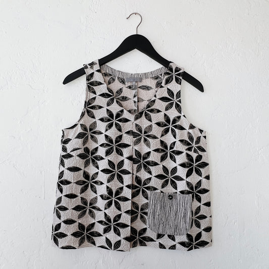 Crinkle Crepe Floral Pleat Tank