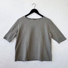 Load image into Gallery viewer, Cut Loose |  Elbow Sleeve Top in Balsam Green Stripe
