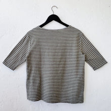Load image into Gallery viewer, Cut Loose |  Elbow Sleeve Top in Balsam Green Stripe
