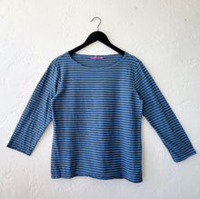 Load image into Gallery viewer, Cut Loose | 3/4 Sleeve Boatneck Top in Forget-Me-Not Stripe
