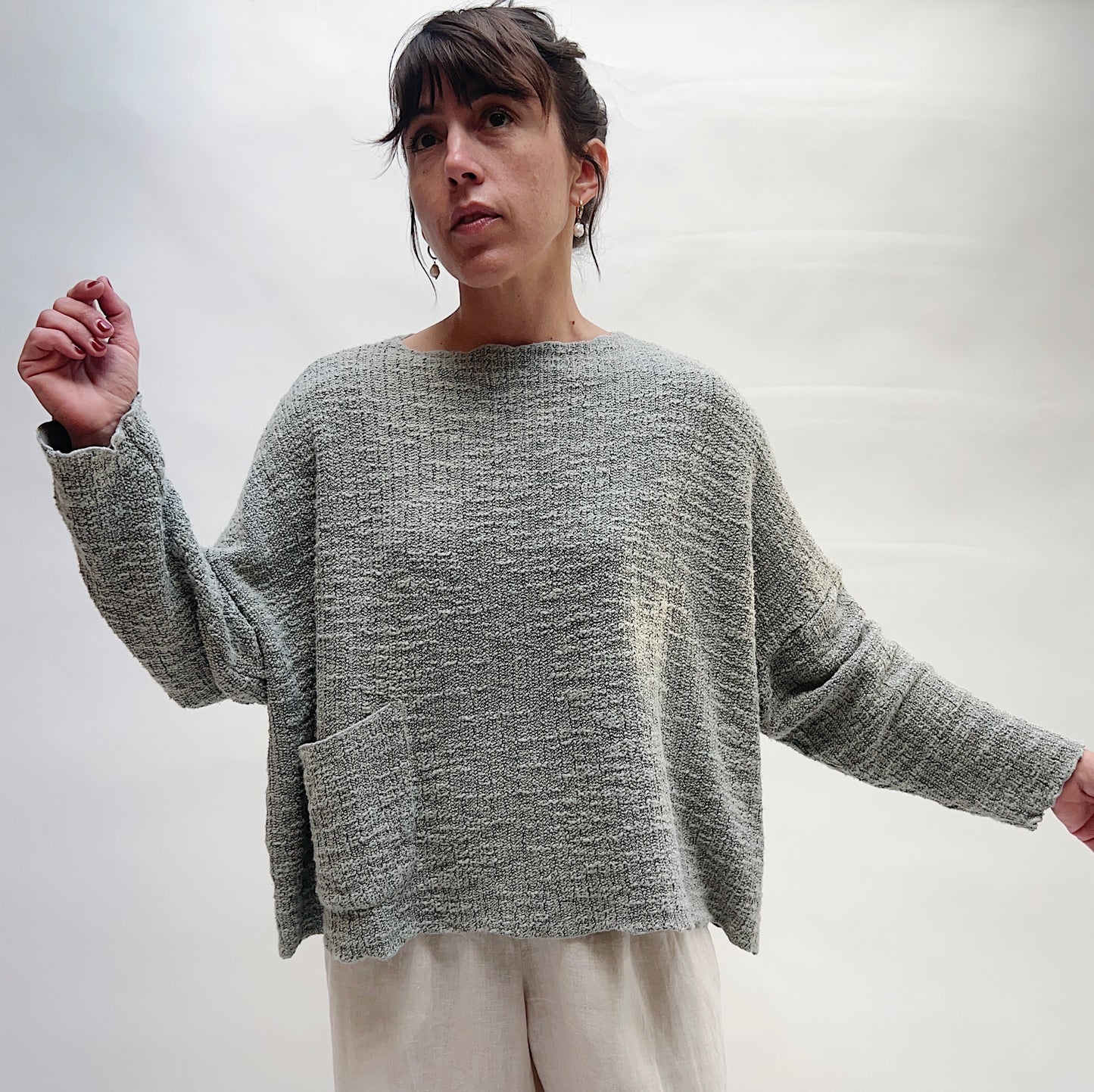 Cut Loose | Knit Pocket Pullover in Overcast