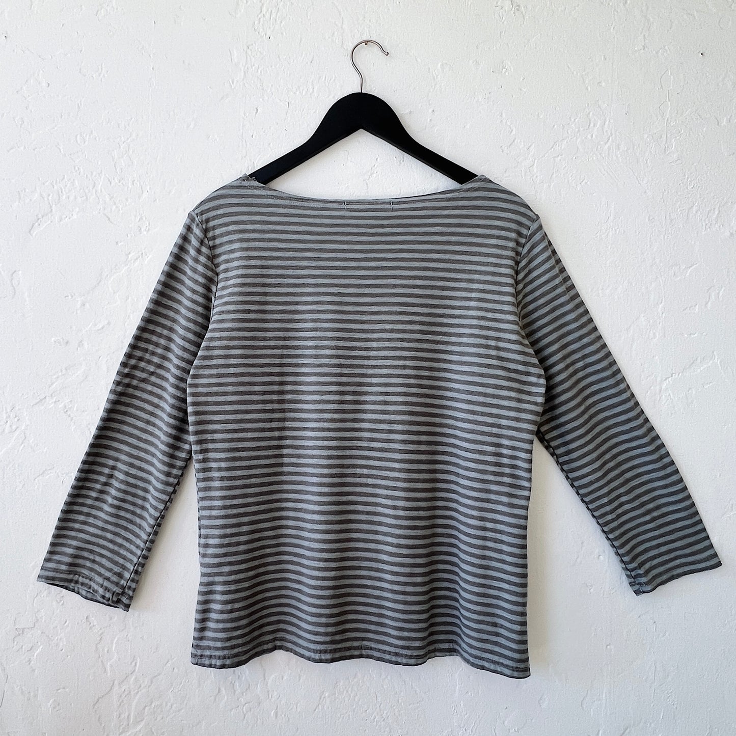 3/4 Sleeve Boatneck Top in Overcast Stripe