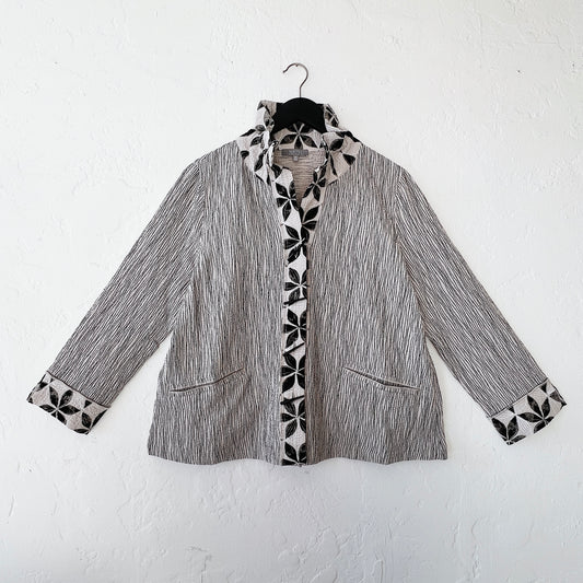 Crinkle Crepe Floral Luna Jacket in Willow