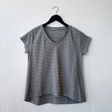 Load image into Gallery viewer, Cut Loose | V-Neck Tee in Overcast Stripe

