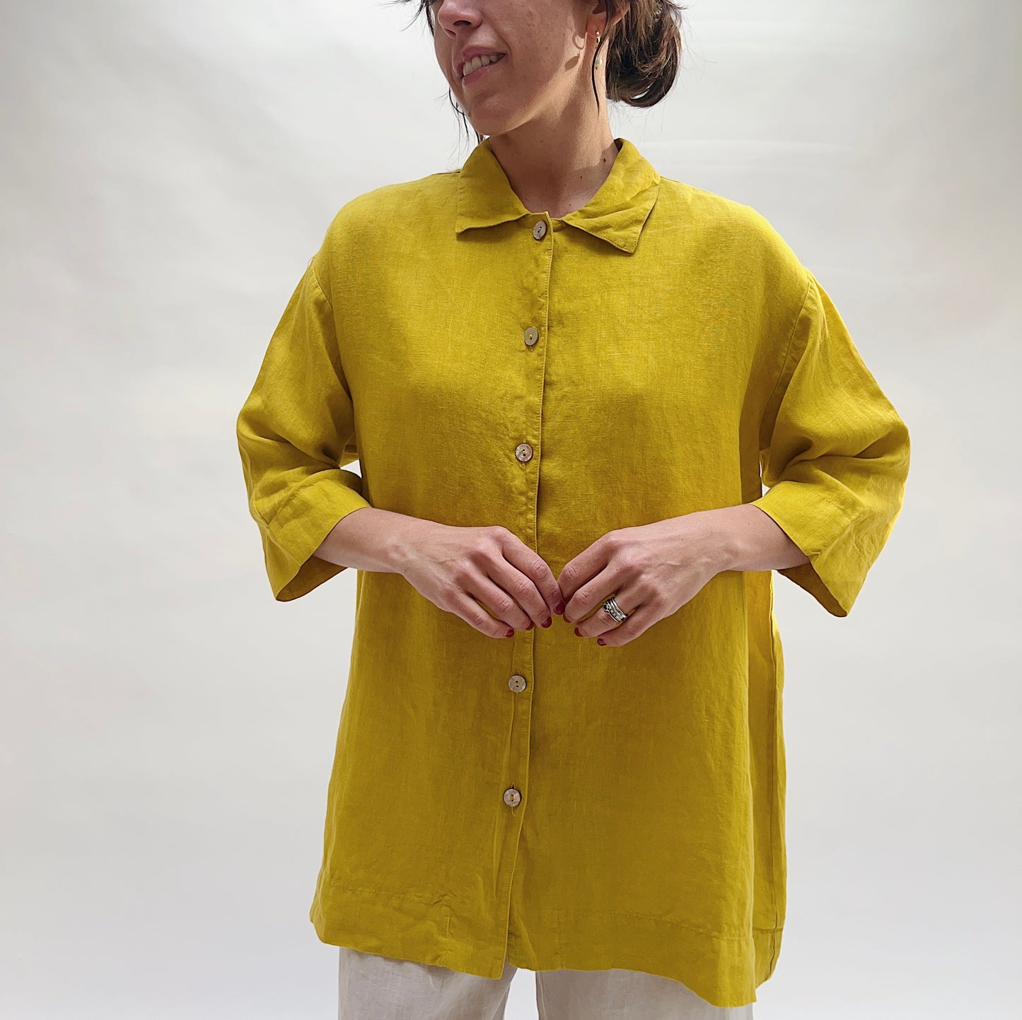 Bryn Walker | Linen Button Front Shirt in Ambrosia