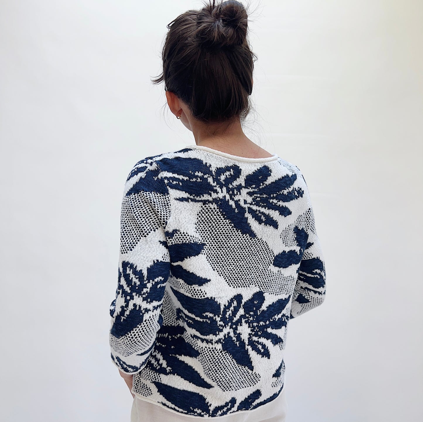Sunflower Stitches Pullover in Navy
