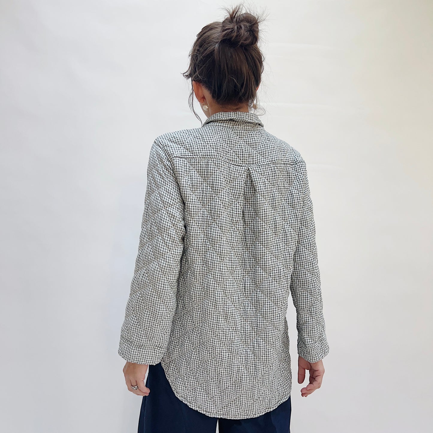 Big Shirt Quilted Jacket in Naval Gingham