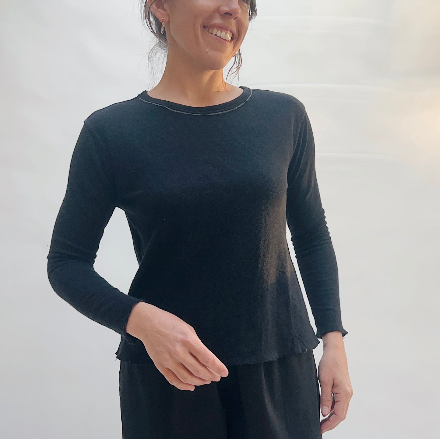 Double Cotton Layer Tee in Black