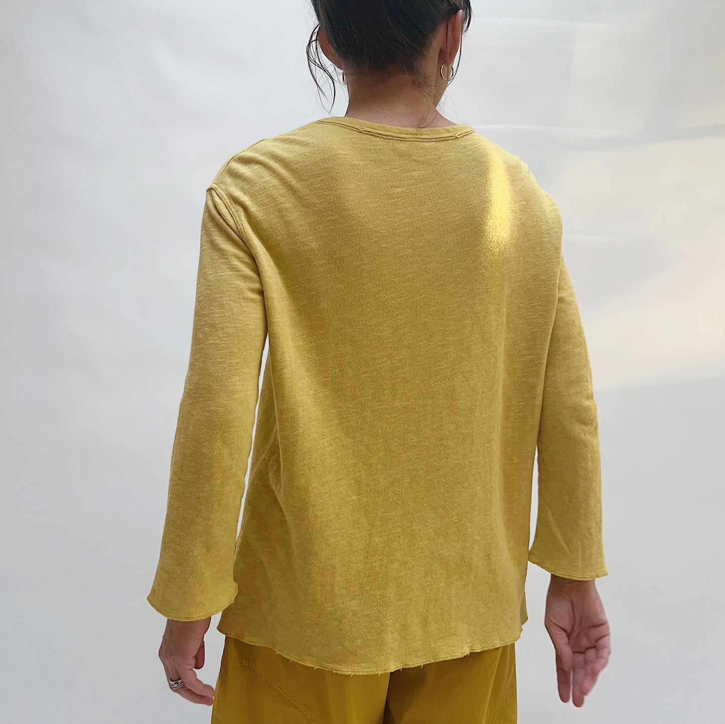 Long Sleeve Double Cotton Beach Tee in Sweet Lime