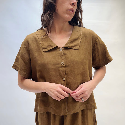Linen Ester Blouse in Quinquina