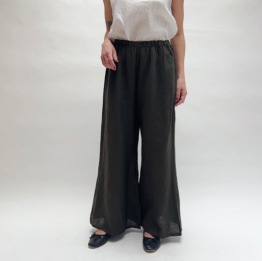 Linen Osca Pant in Peppercorn