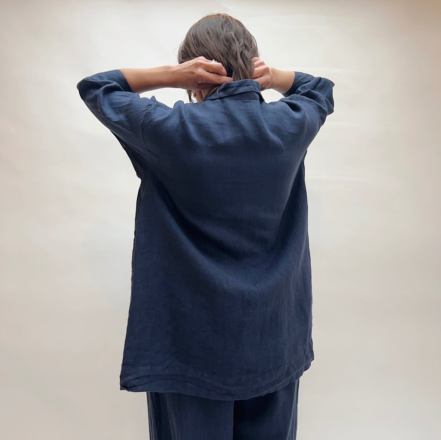 Linen Button Front Shirt in Stargaze