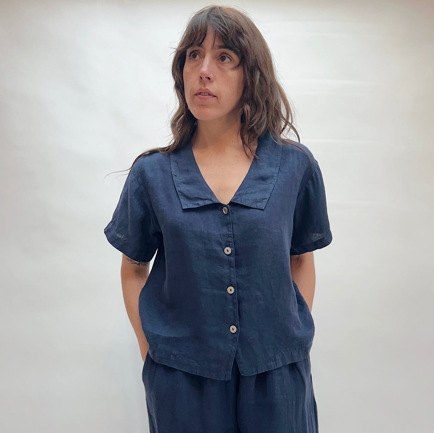 Linen Ester Blouse in Stargaze