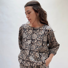 Load image into Gallery viewer, Block Print Alona Top in Midnight
