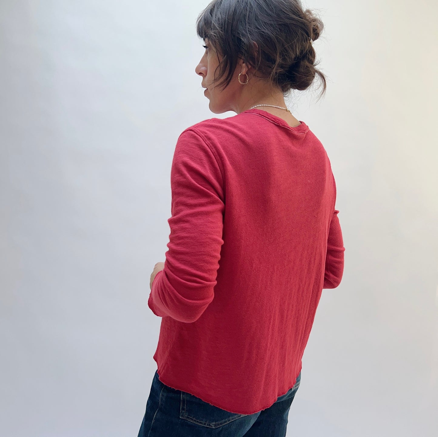 North Star Base | Snap Front Cardigan in Cinnabar