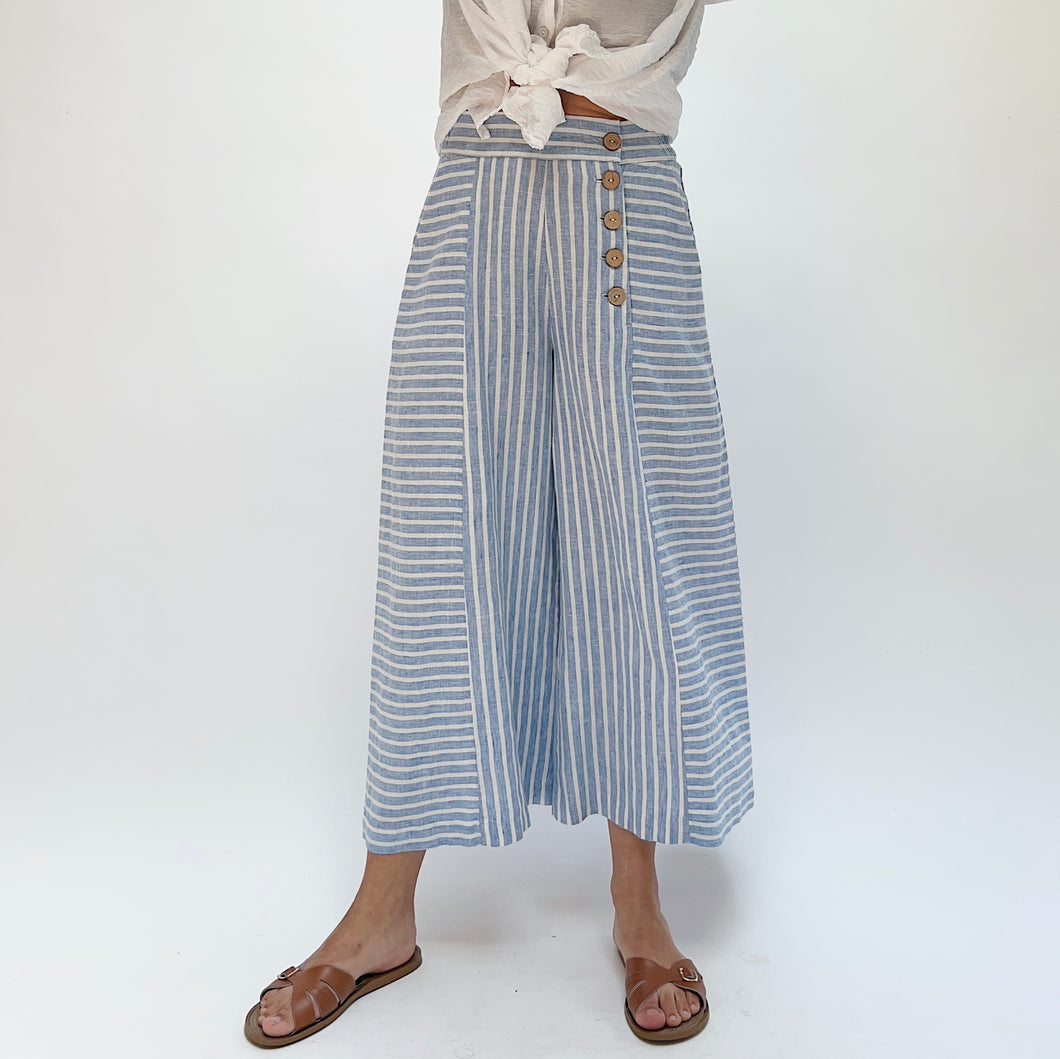 Yuvita | Sailor Pant in Blue Vertical Stripes