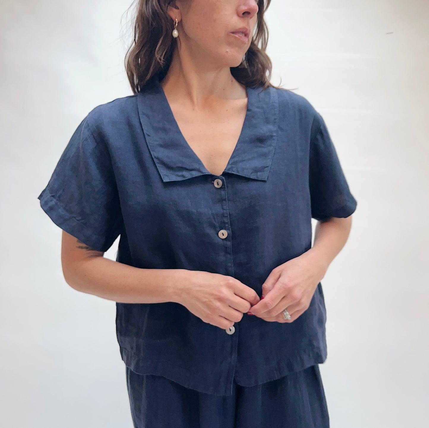Linen Ester Blouse in Stargaze