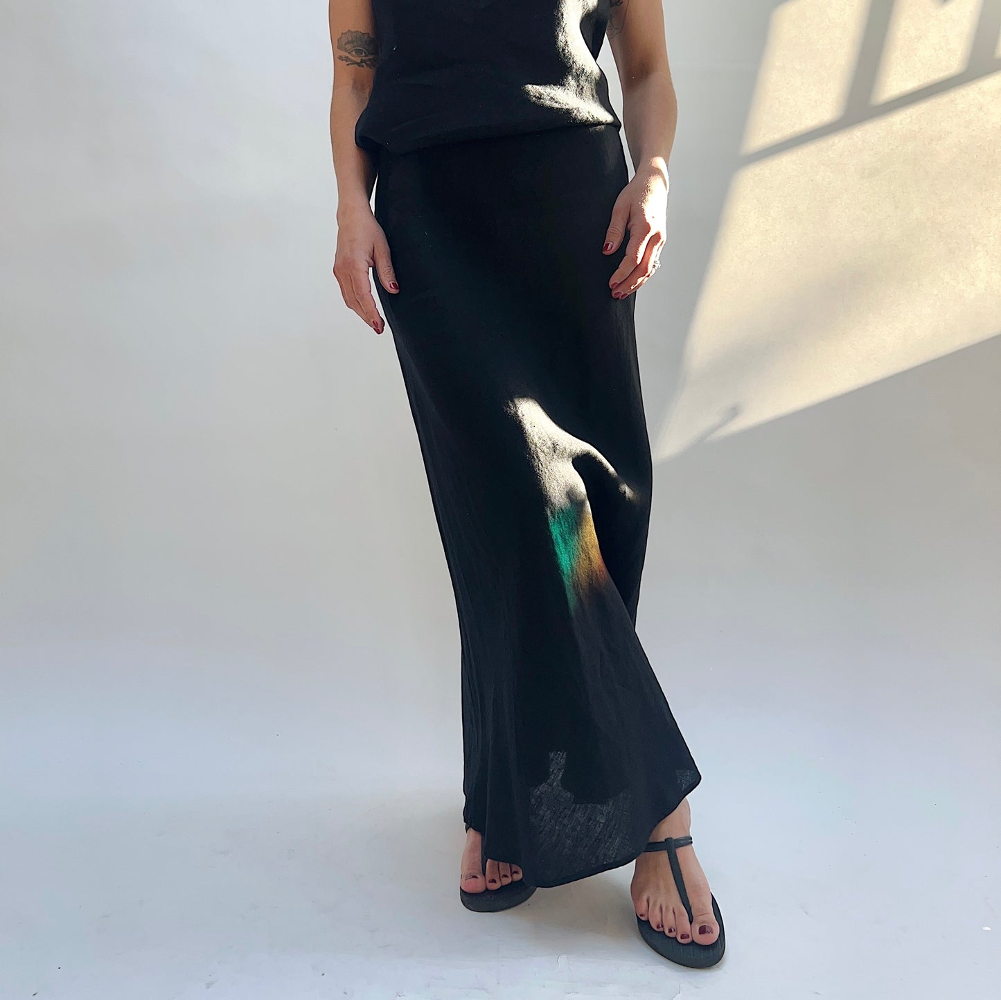 Long Bias Skirt in Black