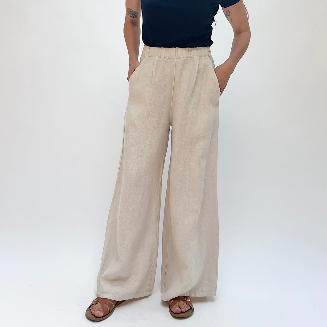 Cut Loose | Wide Leg Linen Pleat Pant in Jicama