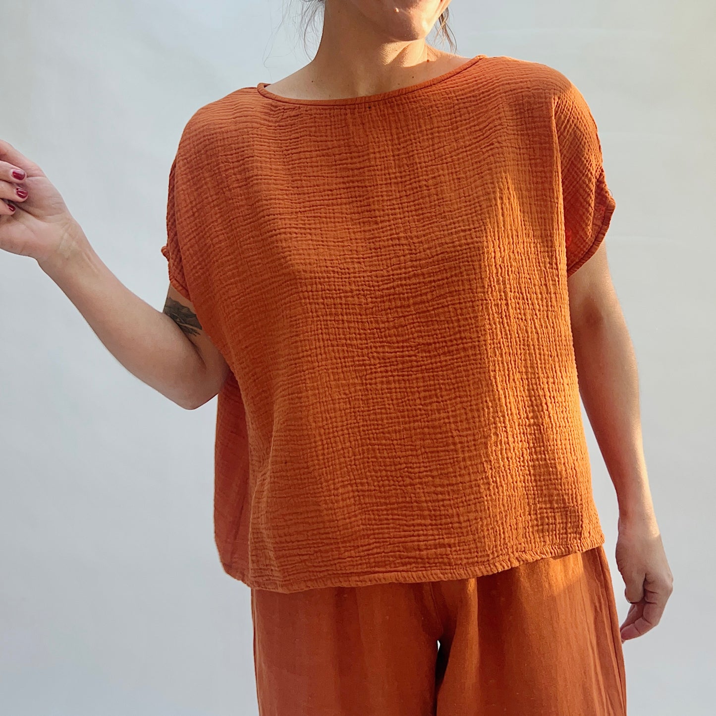 Cotton Gauze June Top in Koi