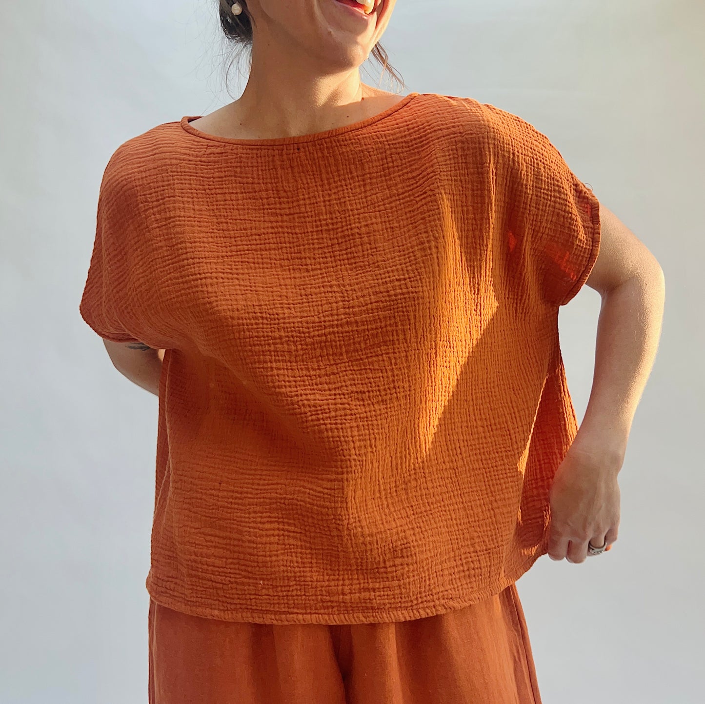 Cotton Gauze June Top in Koi