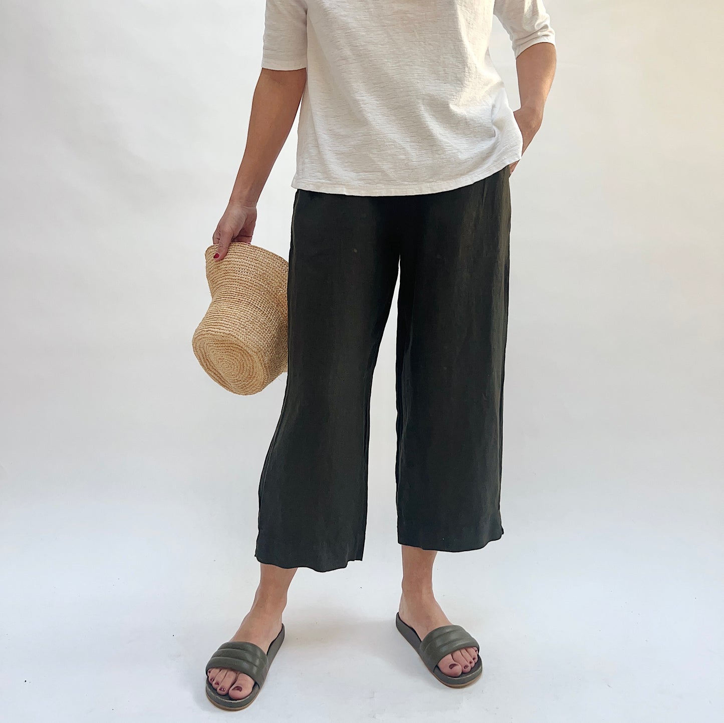 Linen Saba Pant in Peppercorn
