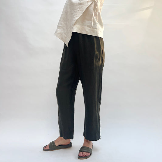 Linen Anka Pant in Peppercorn