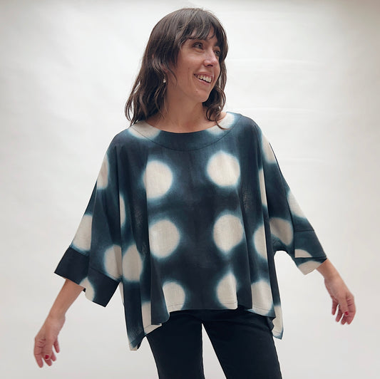 Polka Dot Pullover in Indigo