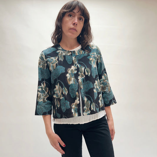 Reversible Anu Jacket in Big Flower Print and Stripes