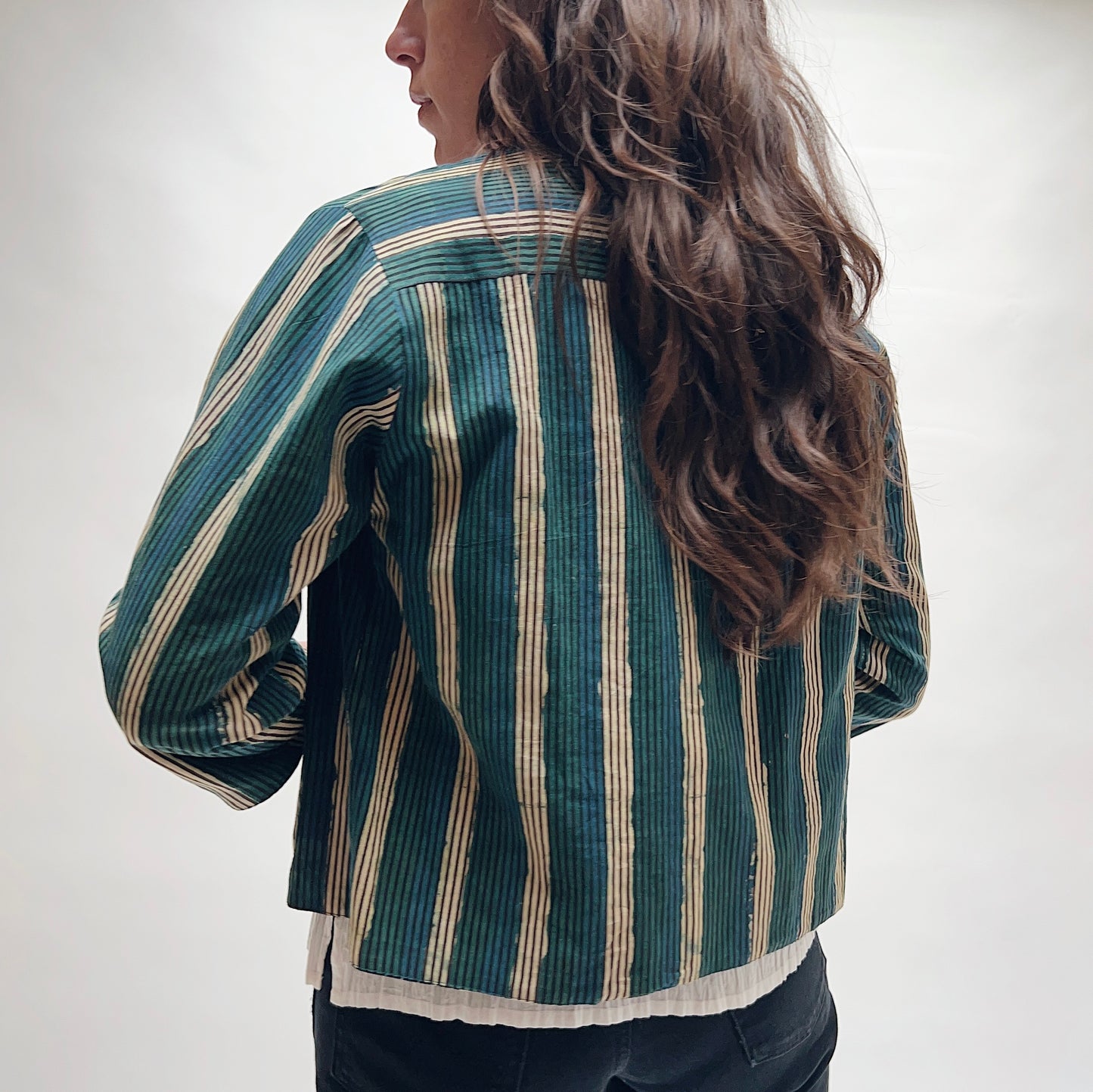 Reversible Anu Jacket in Big Flower Print and Stripes