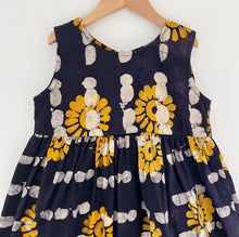 Load image into Gallery viewer, Fahari Bazaar | Girls Tank Dress in Yellow Sunflower Over Navy Print
