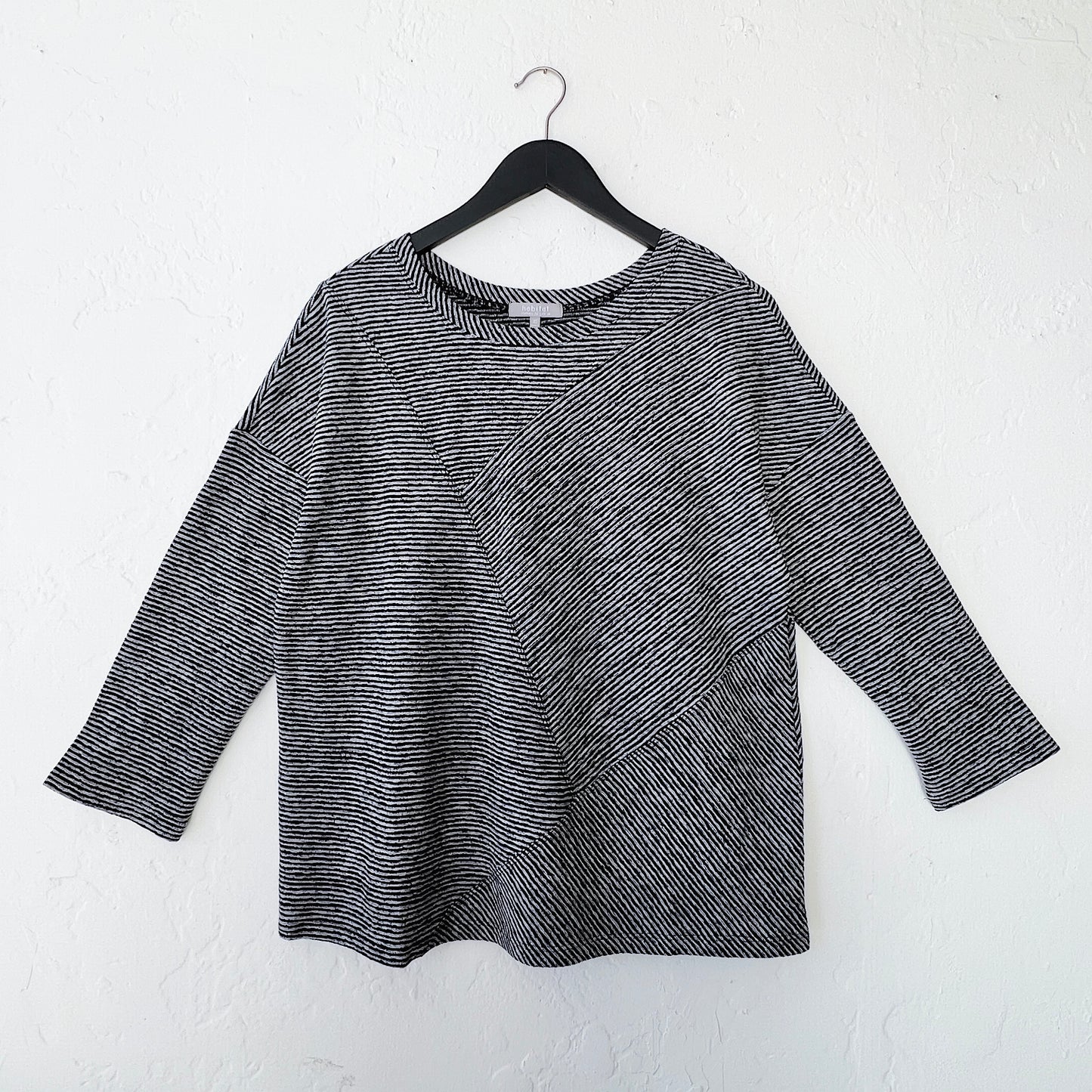 Pasadena Knit Pacific Stripe Seamed Top in Black