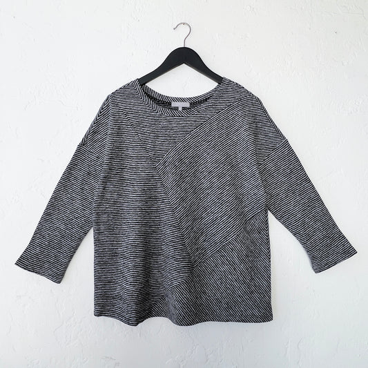 Pasadena Knit Pacific Stripe Seamed Top in Black